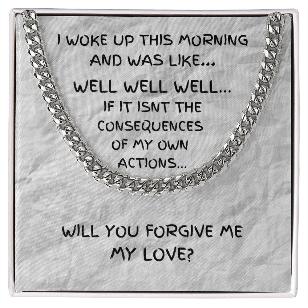 Humorous Gift, Forgiveness Gift, Gold Chain Necklace, Make Up Gift, Girlfriend Apology Gift, Wife Apology Gift, I’m Sorry Gift, Consequence