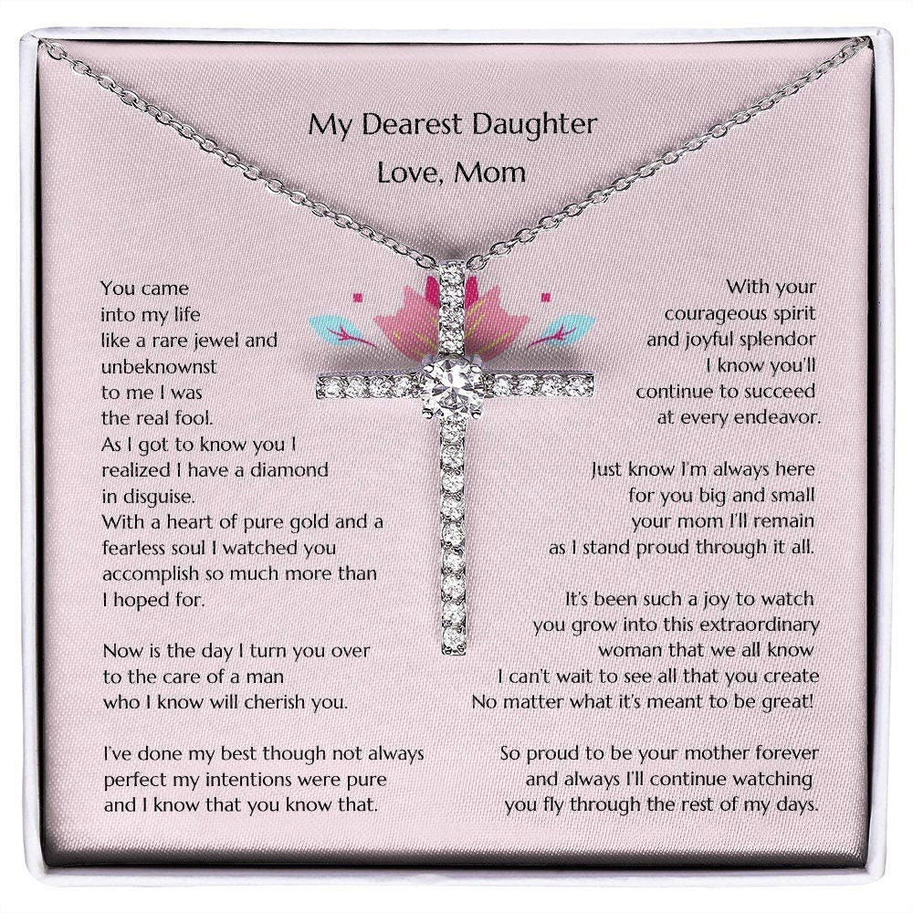 Gift for Bride, Necklace for Bride, Mom To Daughter Wedding, Cross for Bride, Gift from Mom, Gift from Mother of the Bride, Mother Daughter