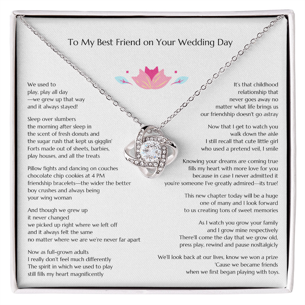 Gift for Bride, Necklace for Bride, Bestie To Bride Wedding, Love Knot, Gift from Friend, Gift from Maid of Honor, MOH To Bride Gift