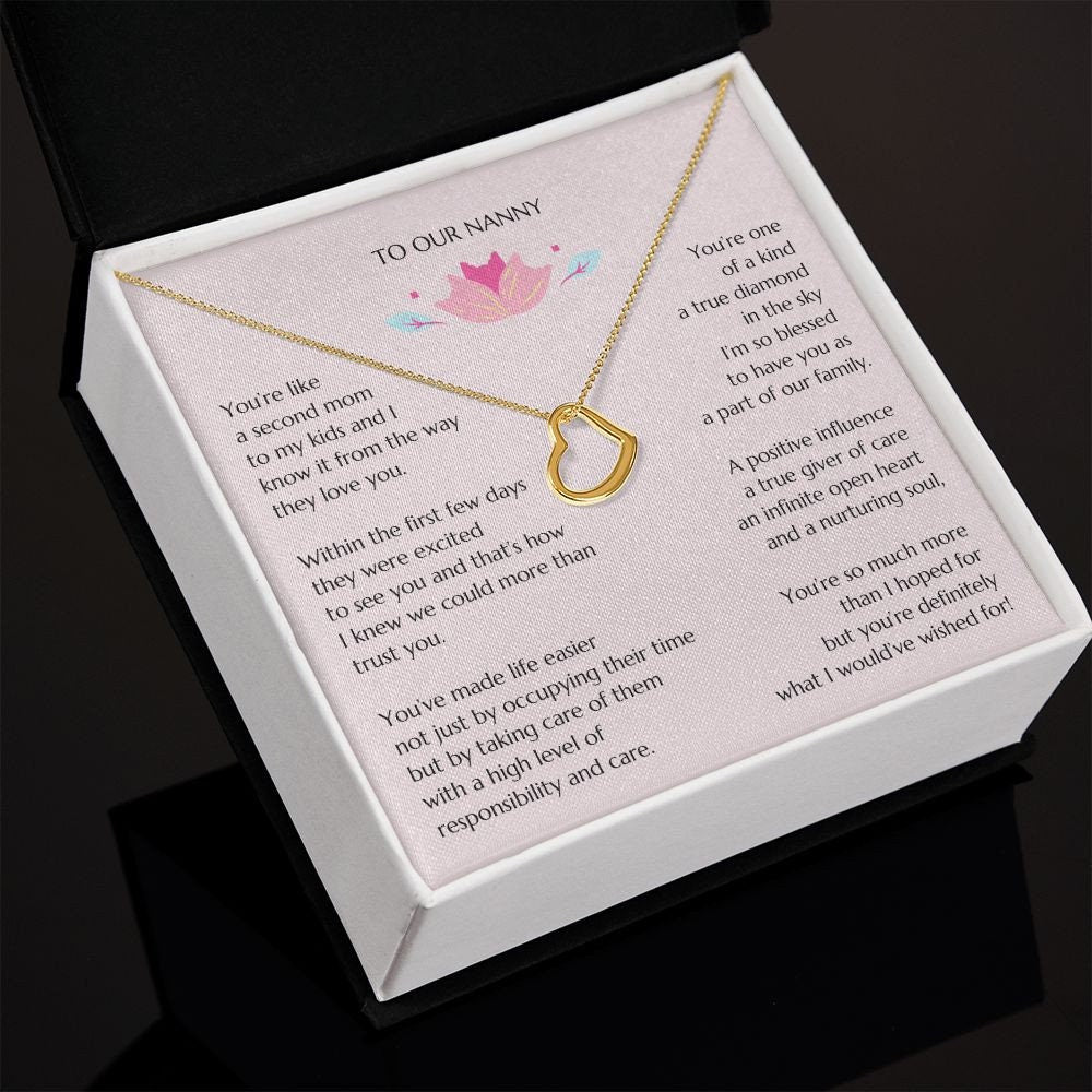 Nanny Heart Necklace, Babysitter Thank You Gift, Nanny Necklace, Gift for Nanny, Thank You Nanny, Nanny Thanks, Love Gift, Babysitter Gift