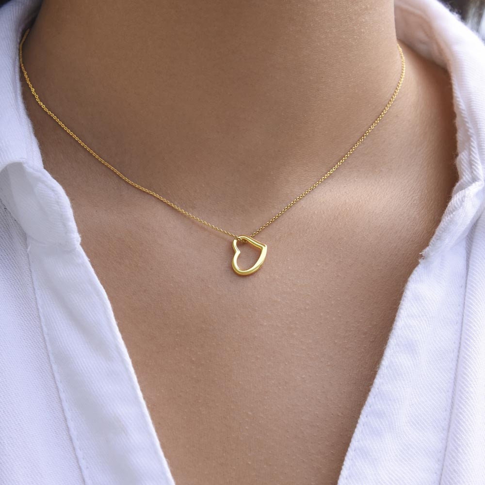Minimalist Gold Heart Necklace, Gift for Mom, Mother Gift, Retro Purple Lavender, Gold Heart Necklace for Mom, Holiday Mom Gift