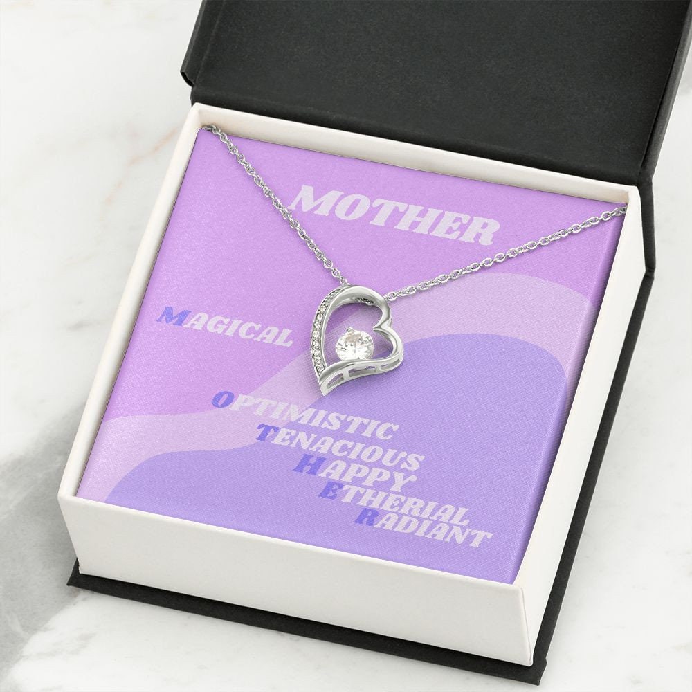 Gift for Mom, Forever Love Gold Necklace, Mother Gift, Retro Purple Lavender, Gold Forever Love Necklace for Mom, Holiday Mom Gift