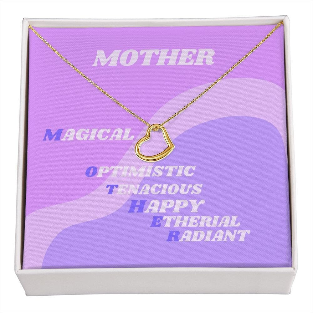Minimalist Gold Heart Necklace, Gift for Mom, Mother Gift, Retro Purple Lavender, Gold Heart Necklace for Mom, Holiday Mom Gift