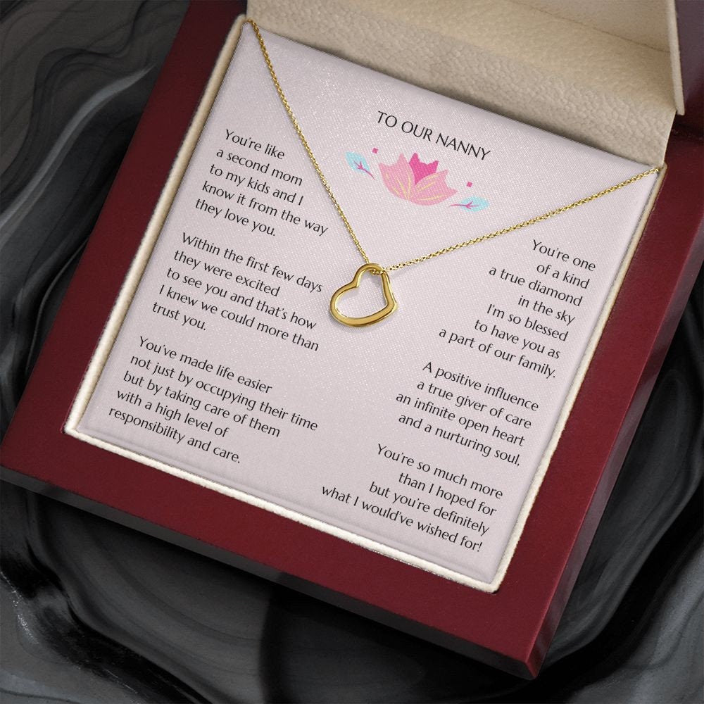 Nanny Heart Necklace, Babysitter Thank You Gift, Nanny Necklace, Gift for Nanny, Thank You Nanny, Nanny Thanks, Love Gift, Babysitter Gift