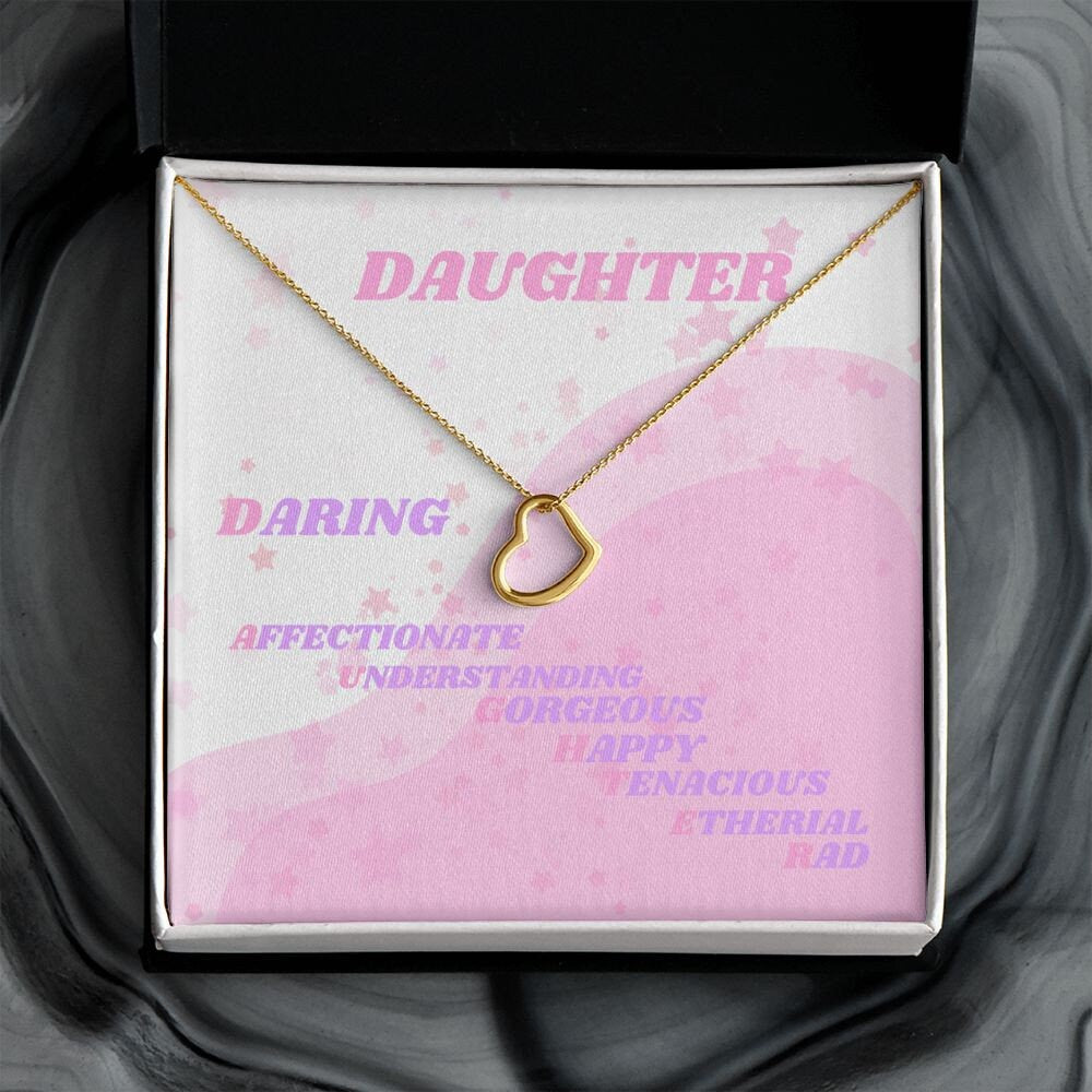 Minimalist Daughter Gift Necklace From Mom, Retro Pink Purple Stars Open Heart Gold White Gold Delicate Heart Necklace