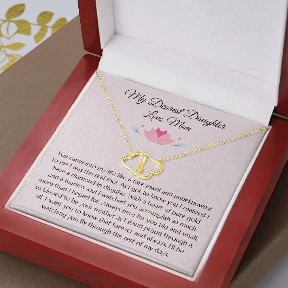 Daughter Gift From Mom Diamond and Gold Heart Everlasting Love Necklace