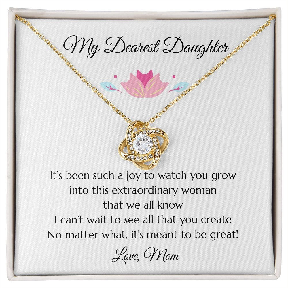 Daughter Love Knot Necklace, Gold Necklace for Daughter Gift, Gift for Daughter