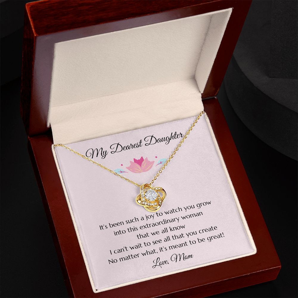 Daughter Gift Gift to Daughter, Daughter Gift Necklace, Heartfelt Girl Jewelry Love Knot Necklace, Gift for Daughter, Daughter Necklace
