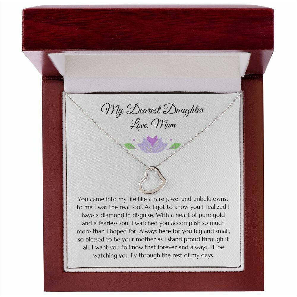 Daughter Gift From Mom Minimalist Delicate Heart Necklace, Gift from Mom, Mom to Daughter