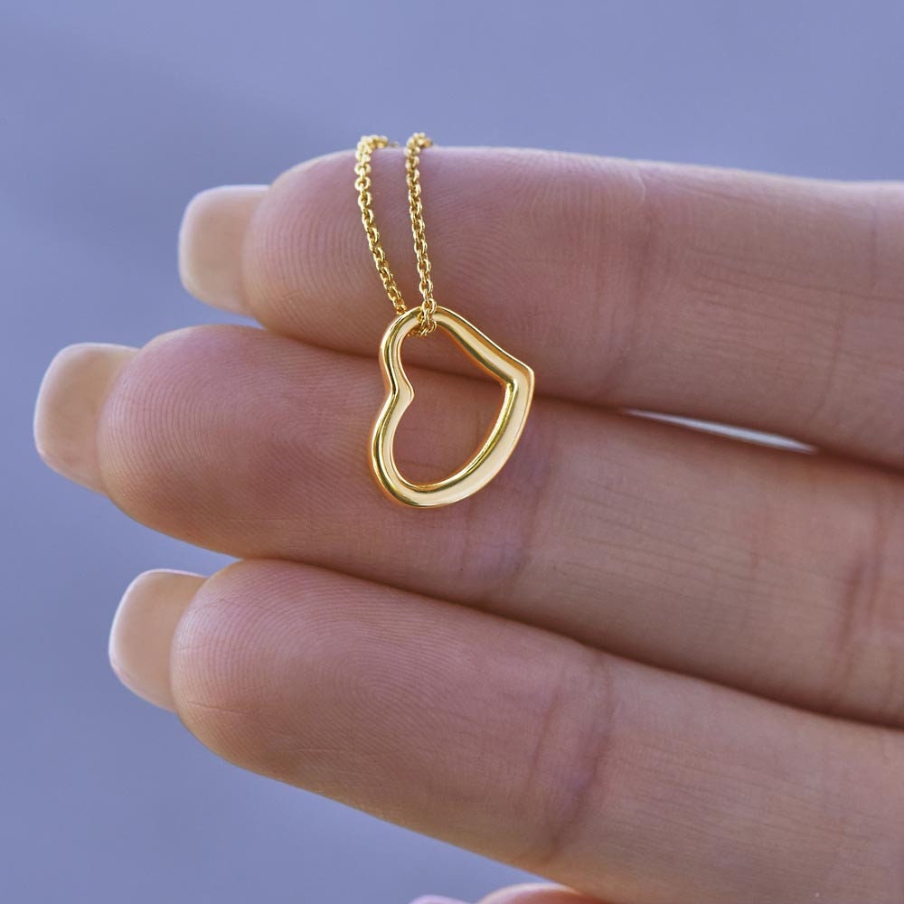 Retro Lavender Daughter Gift, Gold Minimalist Delicate Heart Necklace for Girl, Heartfelt Daughter Necklace