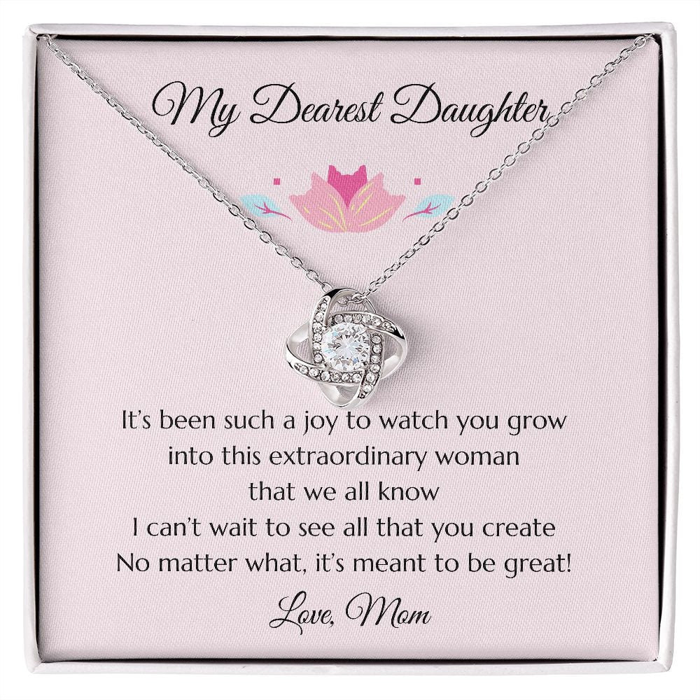 Daughter Gift Gift to Daughter, Daughter Gift Necklace, Heartfelt Girl Jewelry Love Knot Necklace, Gift for Daughter, Daughter Necklace