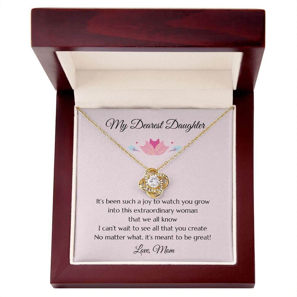Daughter Gift Gift to Daughter, Daughter Gift Necklace, Heartfelt Girl Jewelry Love Knot Necklace, Gift for Daughter, Daughter Necklace