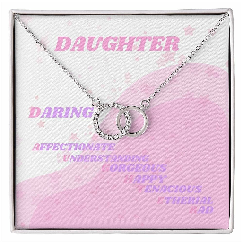 Daughter Gold Necklace, Classical Open Heart, Perfect Pair Necklace for Girl, Daughter Daring Retro Card Pendant Jewelry