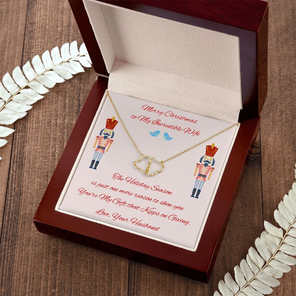 Gold Diamond Necklace Christmas Gift for Wife, Everlasting Love for Wife, Holiday Wife Gift