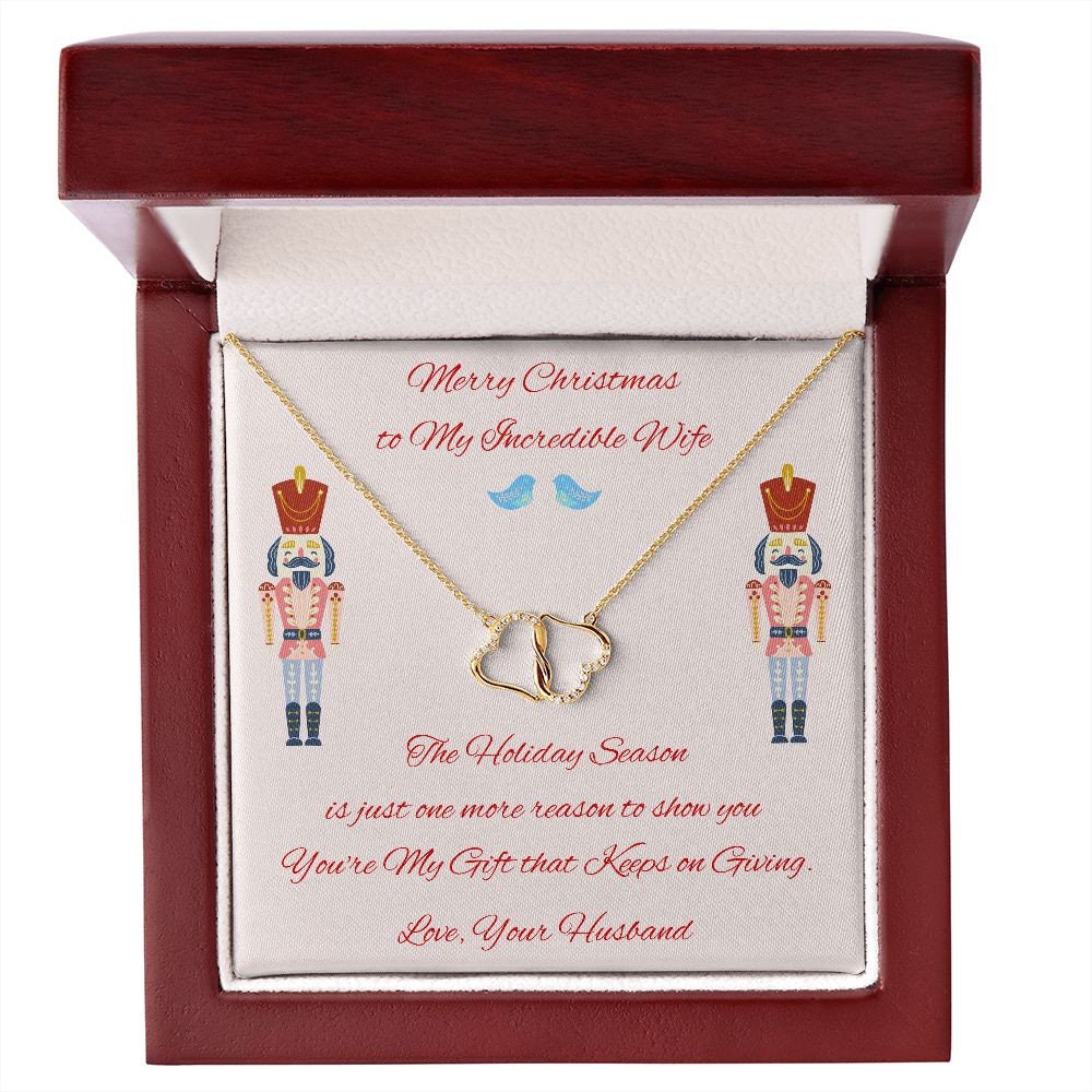 Gold Diamond Necklace Christmas Gift for Wife, Everlasting Love for Wife, Holiday Wife Gift