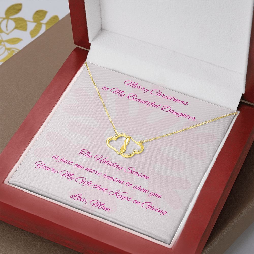 Christmas Gift to Daughter, Diamond Gold Hear Necklace for Daughter from Mom, Daughter Holiday Gift