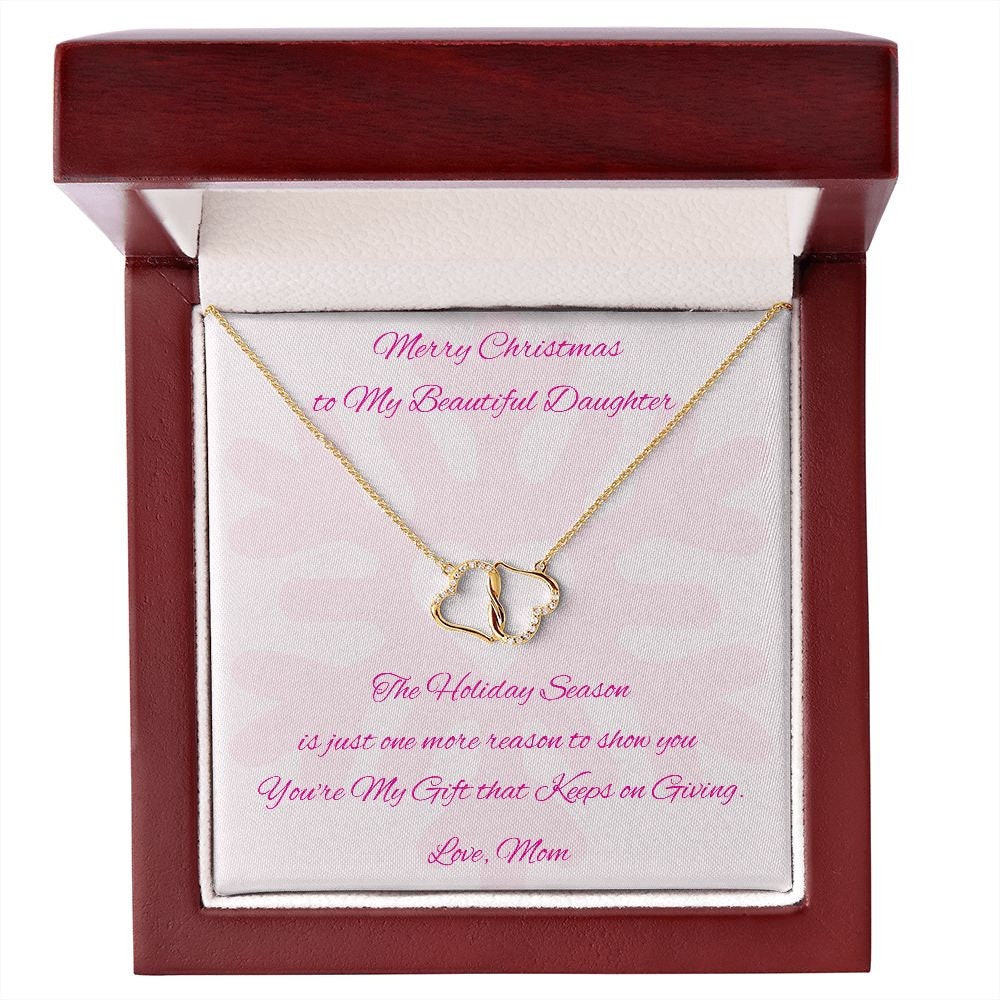 Christmas Gift to Daughter, Diamond Gold Hear Necklace for Daughter from Mom, Daughter Holiday Gift