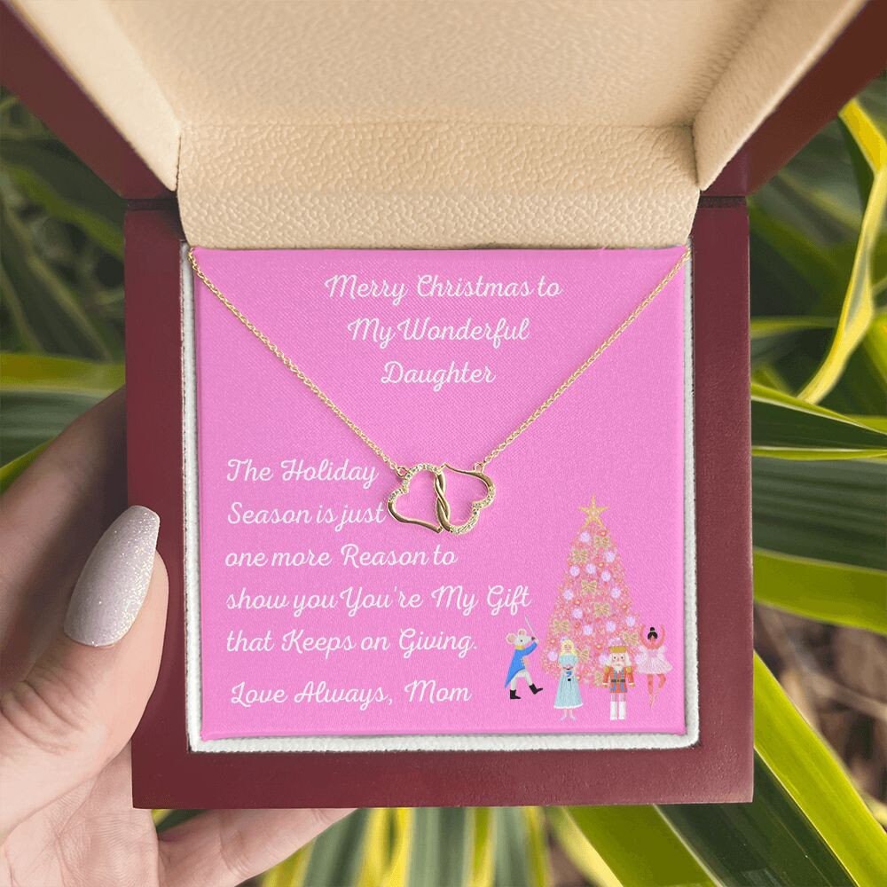Christmas Gift for Daughter, Christmas Heart Diamond Daughter Necklace, Minimalist Holiday Gift, Gift that Keeps on Giving