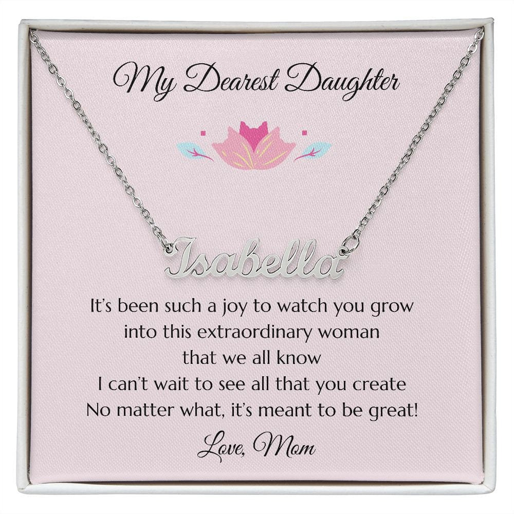 Daughter Custom Personalized Minimalist Name Necklace from Mom with Joy Message