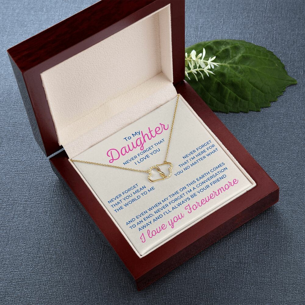 To My Daughter, Everlasting Love Gold and Diamond Necklace for Birthday or Christmas