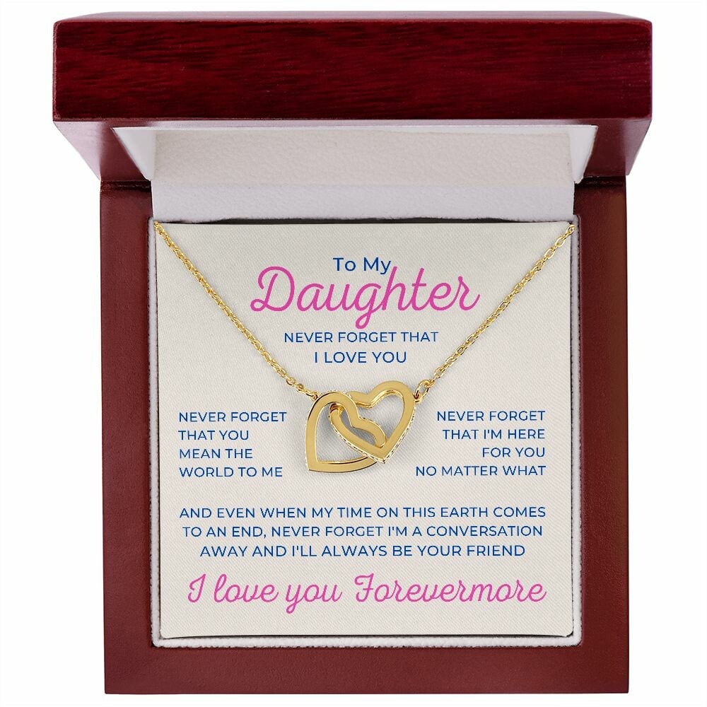 To My Daughter Interlocking Hearts Necklace for Birthday or Christmas