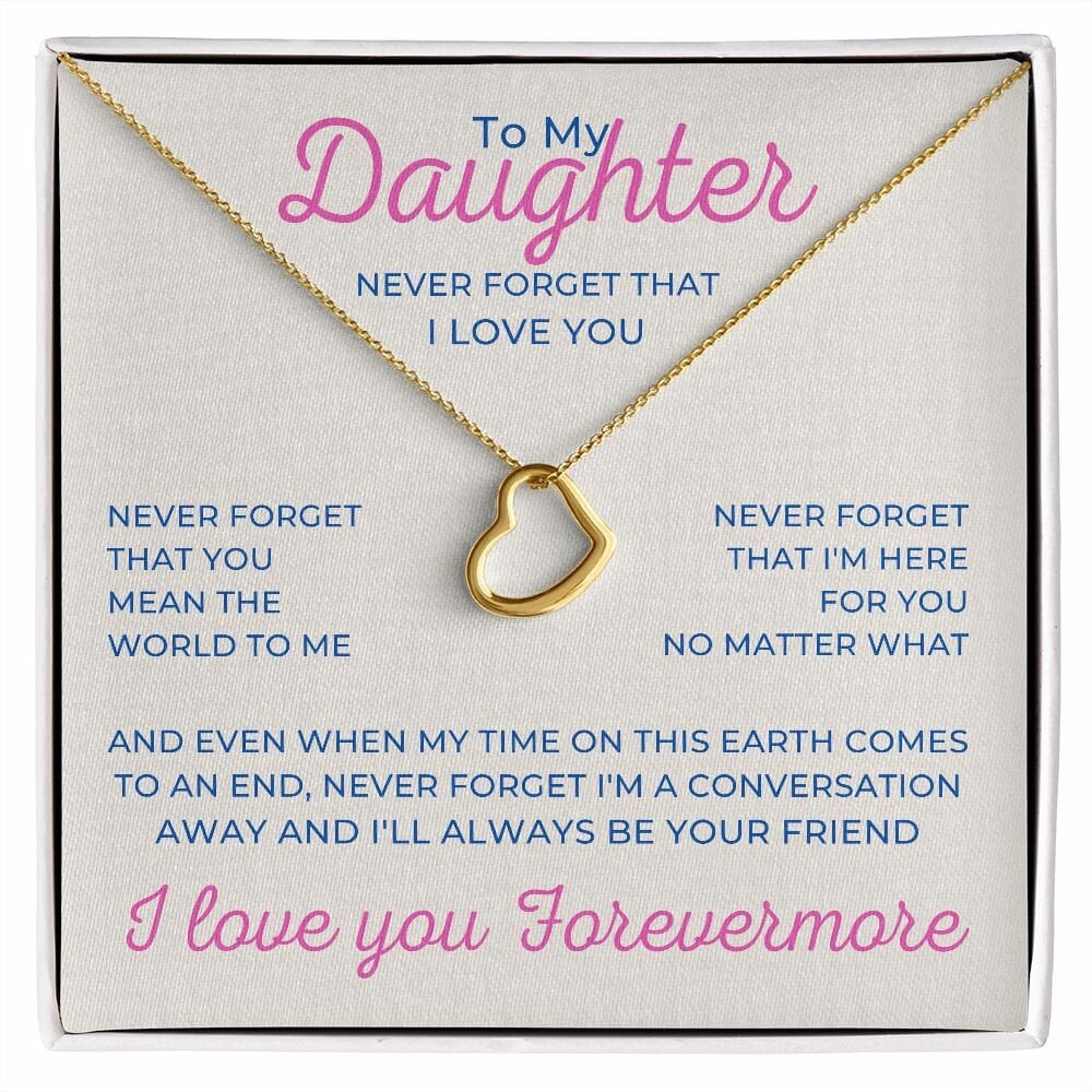 To My Daughter Delicate Heart Necklace, Daughter Gift Form Birthday or Christmas