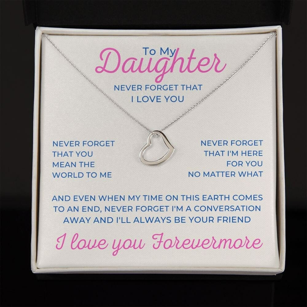 To My Daughter Delicate Heart Necklace, Daughter Gift Form Birthday or Christmas