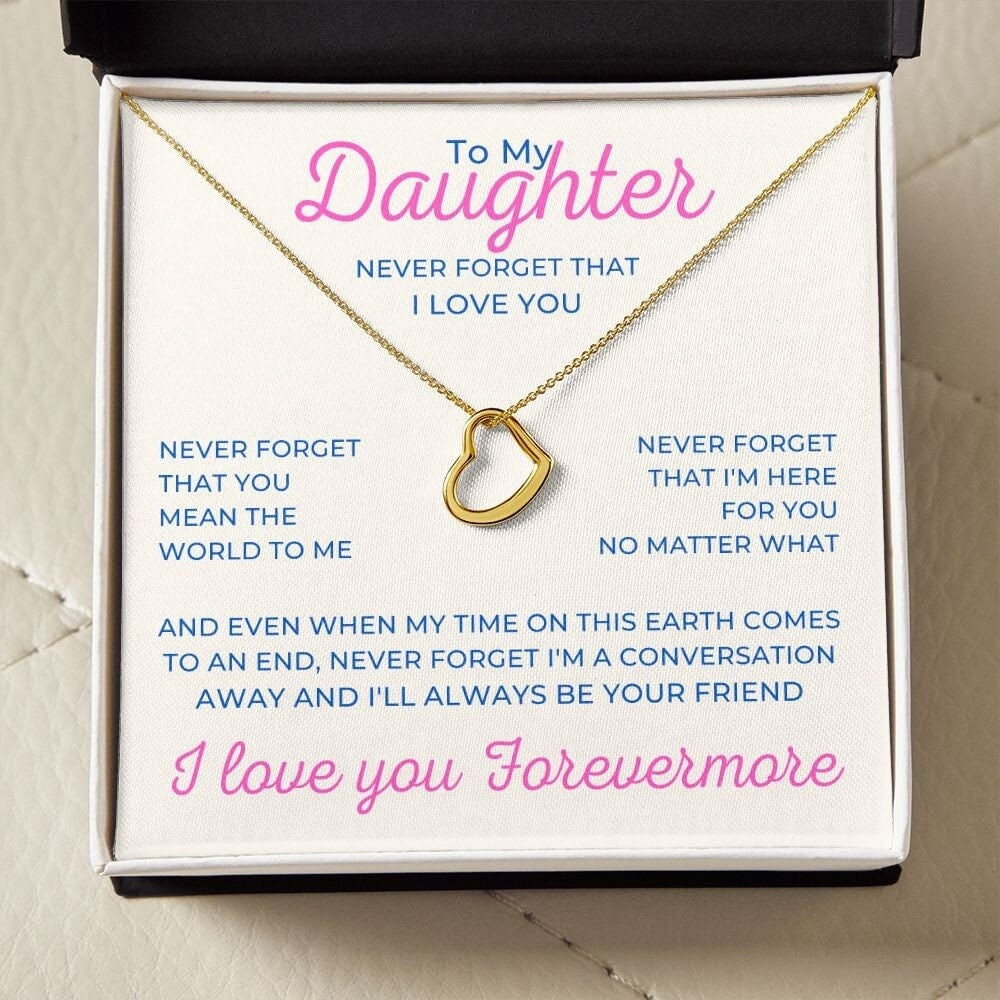 To My Daughter Delicate Heart Necklace, Daughter Gift Form Birthday or Christmas