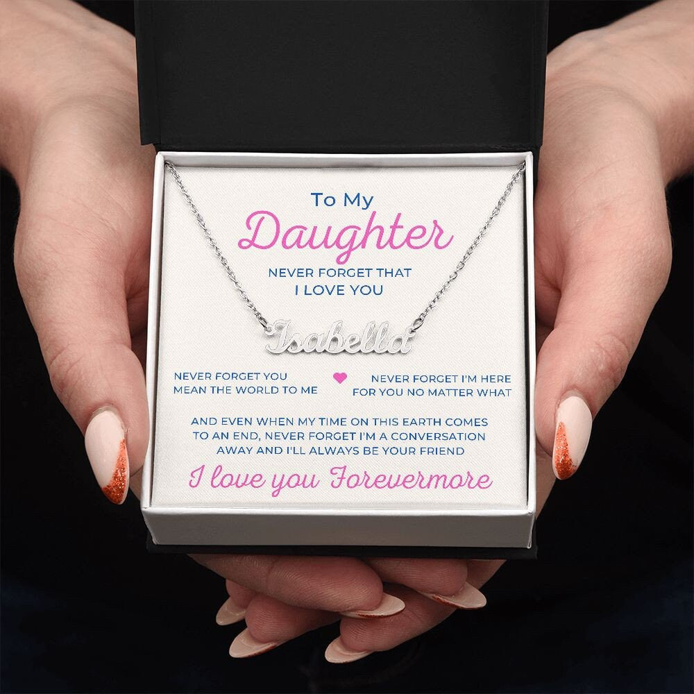 Daughter Name Necklace, Custom Personalized Font, Retro Minimalist Name Necklace, Daughter Name Message Gift