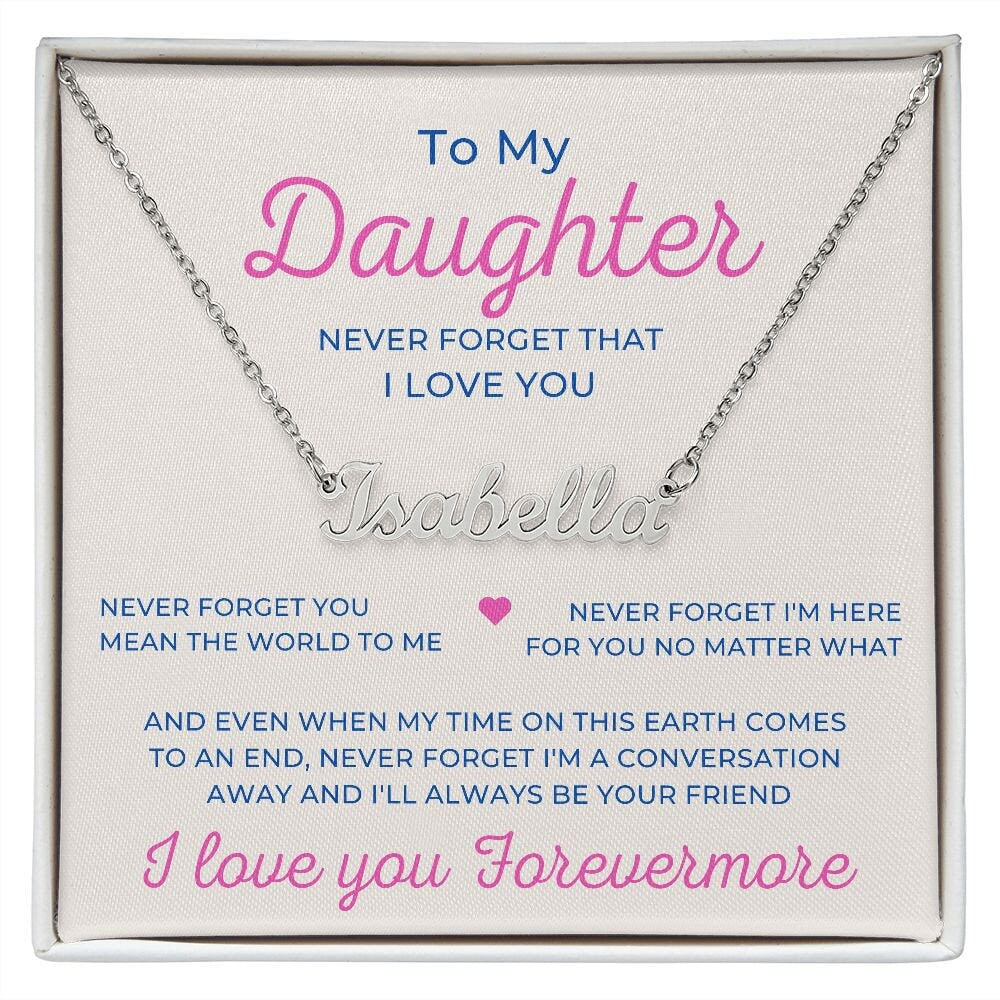 Daughter Name Necklace, Custom Personalized Font, Retro Minimalist Name Necklace, Daughter Name Message Gift