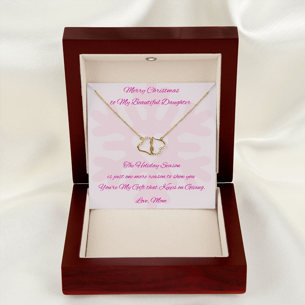 Christmas Gift to Daughter, Diamond Gold Hear Necklace for Daughter from Mom, Daughter Holiday Gift