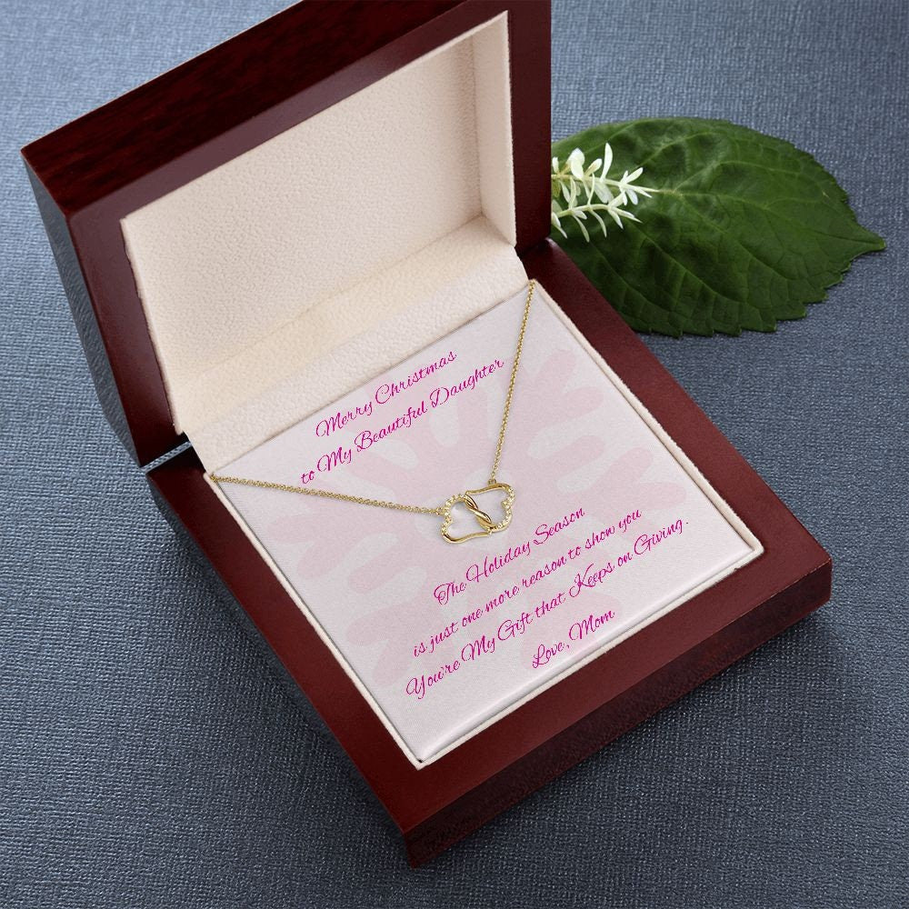 Christmas Gift to Daughter, Diamond Gold Hear Necklace for Daughter from Mom, Daughter Holiday Gift