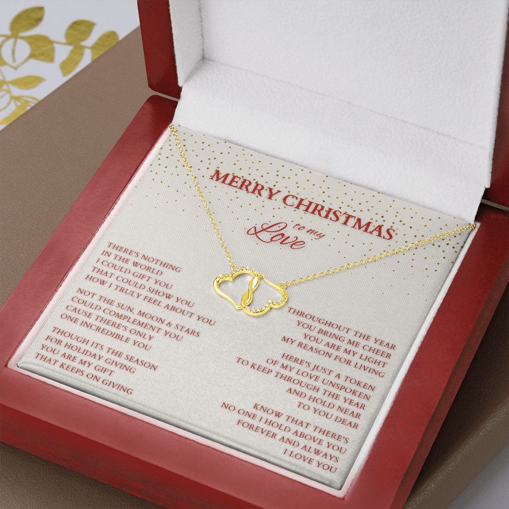 Merry Christmas to My Love Diamond and Gold Necklace to Wife, Everlasting Love Necklace to Lover, Christmas Gift for Partner