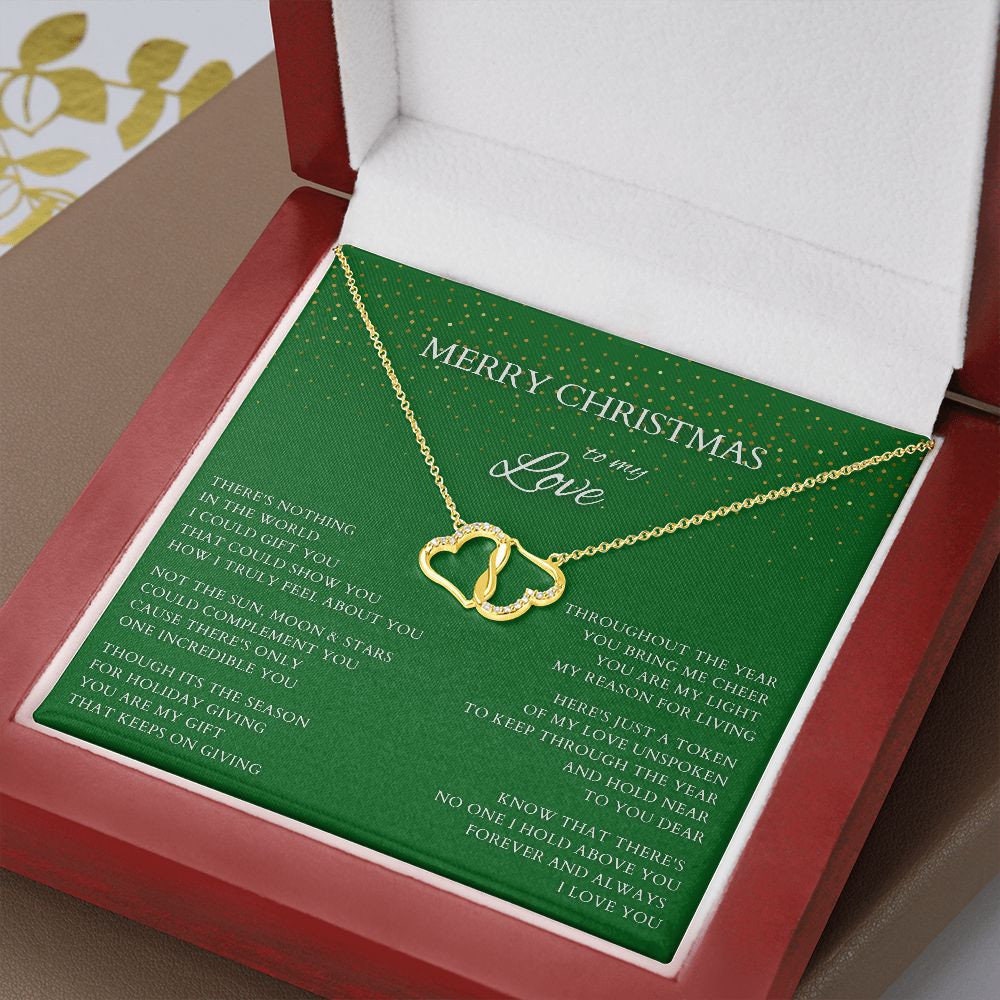 Merry Christmas to My Love Diamond and Gold Necklace to Wife, Everlasting Love Necklace to Lover, Christmas Gift for Partner