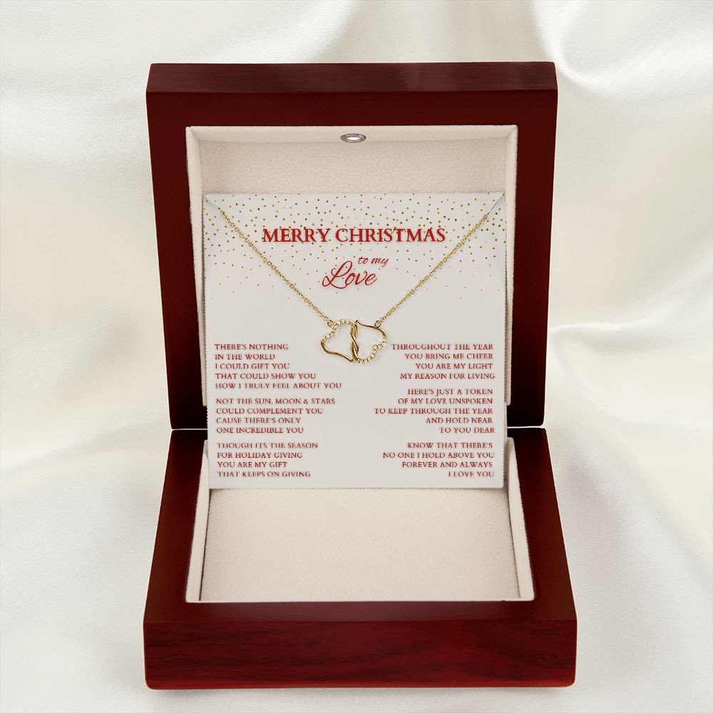 Merry Christmas to My Love Diamond and Gold Necklace to Wife, Everlasting Love Necklace to Lover, Christmas Gift for Partner