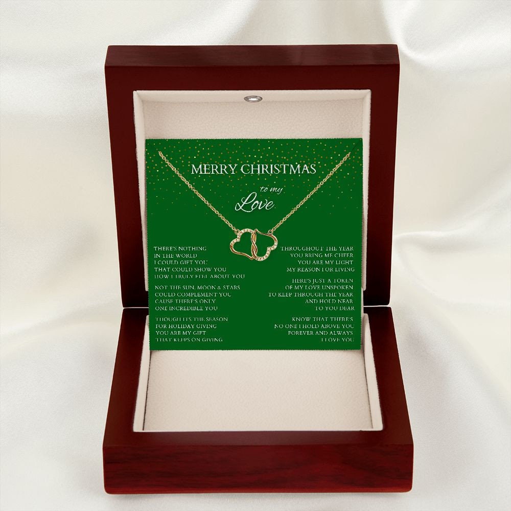 Merry Christmas to My Love Diamond and Gold Necklace to Wife, Everlasting Love Necklace to Lover, Christmas Gift for Partner