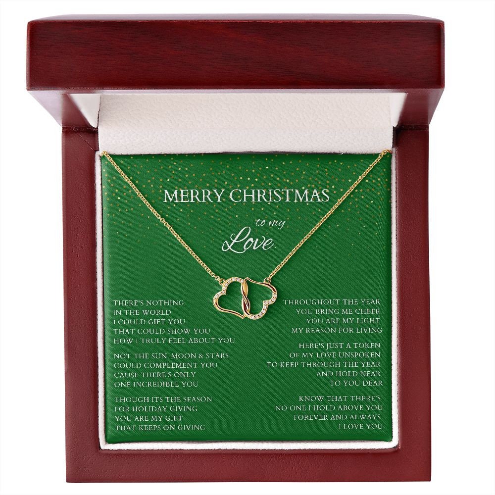 Merry Christmas to My Love Diamond and Gold Necklace to Wife, Everlasting Love Necklace to Lover, Christmas Gift for Partner