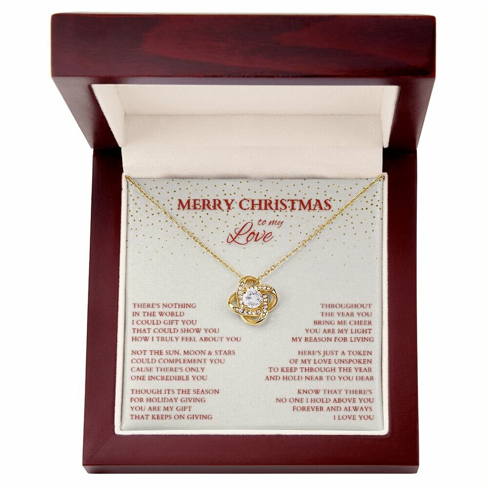Wife Gift, Merry Christmas to My Love Necklace, Love Knot Christmas Gift for Wife or Lover, Girlfriend Holiday Gift