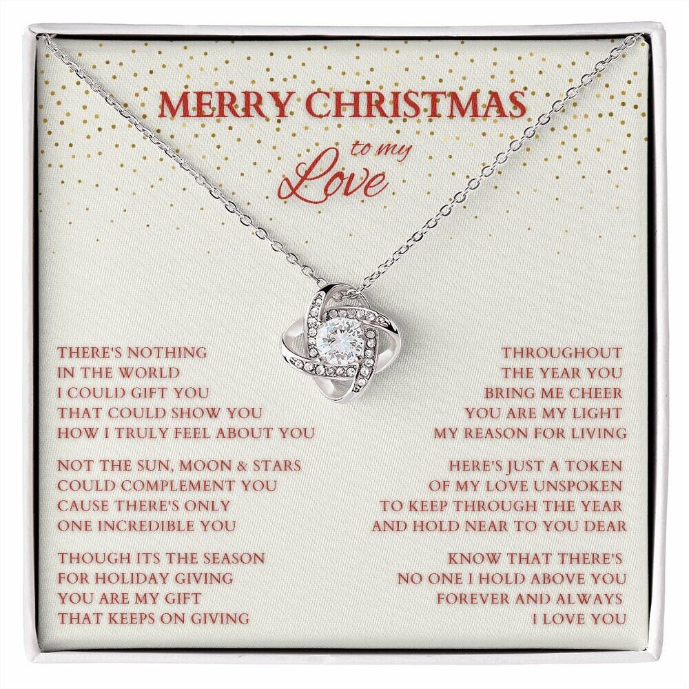Wife Gift, Merry Christmas to My Love Necklace, Love Knot Christmas Gift for Wife or Lover, Girlfriend Holiday Gift