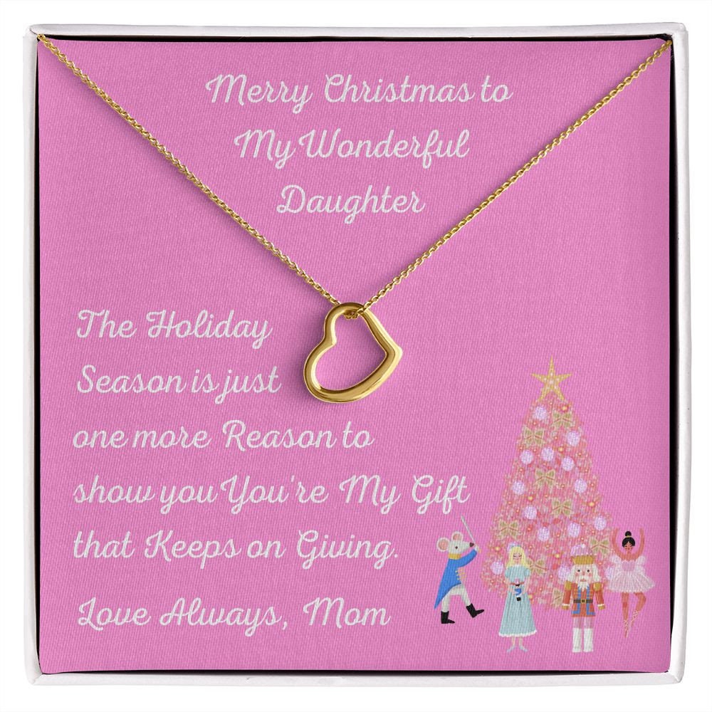 Christmas Gift for Daughter, Christmas Necklace for Daughter, Heart Daughter Necklace, Minimalist Holiday Gift, Gift that Keeps on Giving