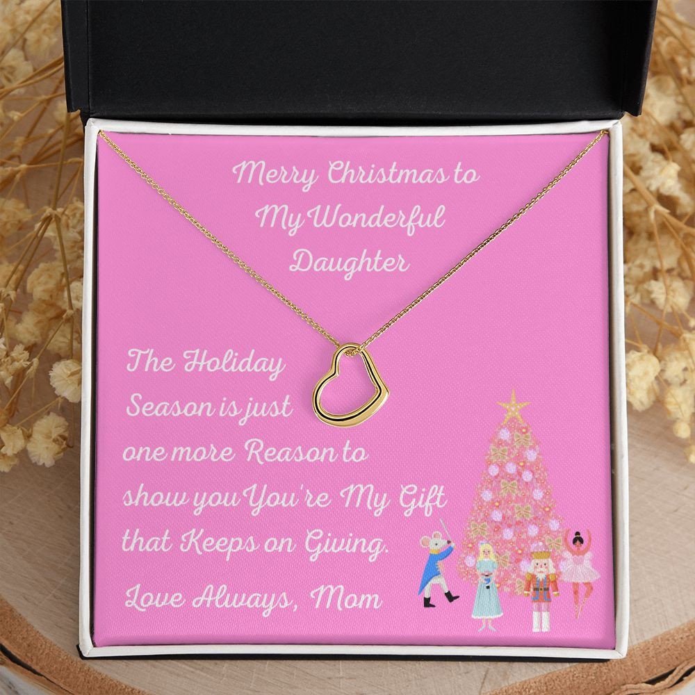 Christmas Gift for Daughter, Christmas Necklace for Daughter, Heart Daughter Necklace, Minimalist Holiday Gift, Gift that Keeps on Giving