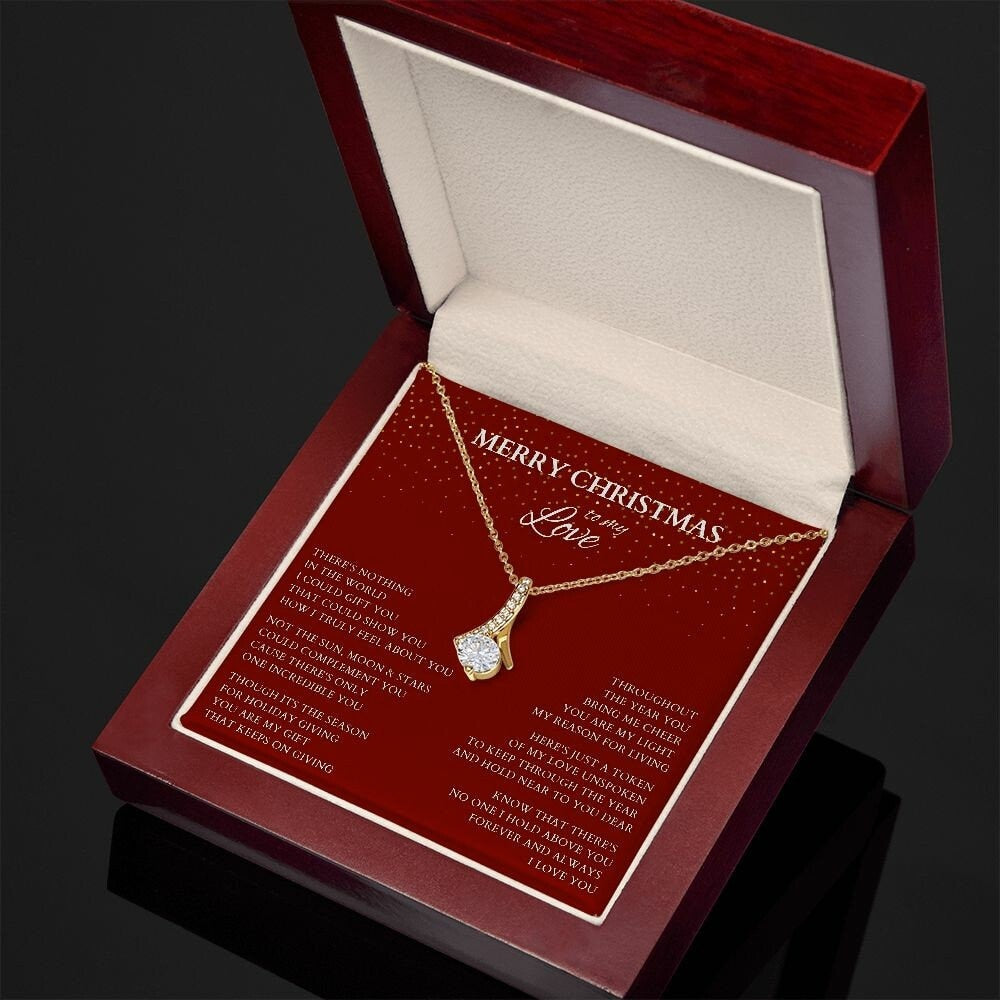 Wife Gift, Merry Christmas to My Love Necklace, Alluring Beauty Christmas Gift for Wife or Lover, Girlfriend Holiday Gift