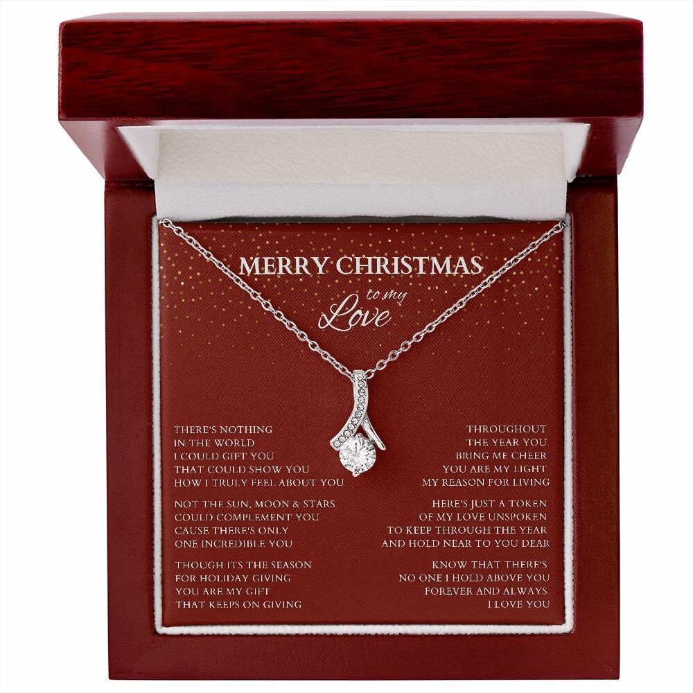 Wife Gift, Merry Christmas to My Love Necklace, Alluring Beauty Christmas Gift for Wife or Lover, Girlfriend Holiday Gift