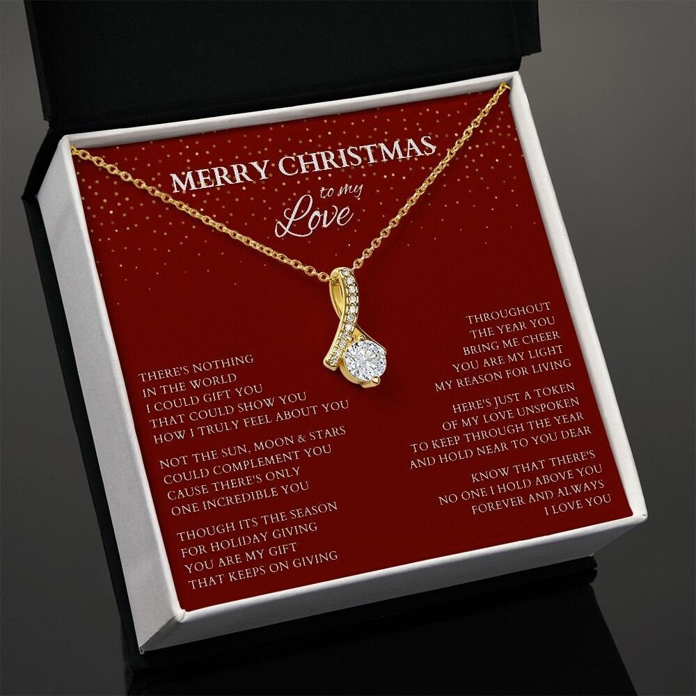 Wife Gift, Merry Christmas to My Love Necklace, Alluring Beauty Christmas Gift for Wife or Lover, Girlfriend Holiday Gift
