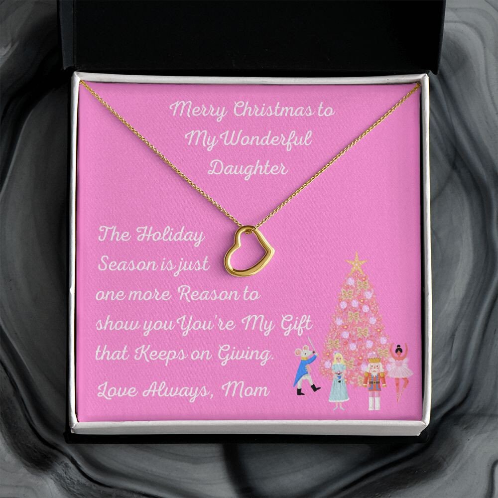 Christmas Gift for Daughter, Christmas Necklace for Daughter, Heart Daughter Necklace, Minimalist Holiday Gift, Gift that Keeps on Giving