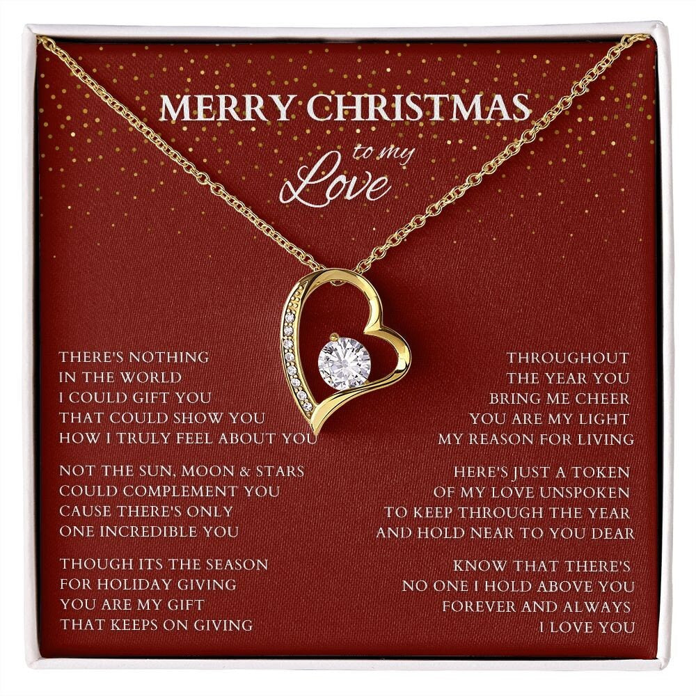 Merry Christmas Love Necklace Gift, Gift for Girlfriend,Holiday Heart Necklace with Poem for Love, Forever Love To Lover, Life Partner Gift