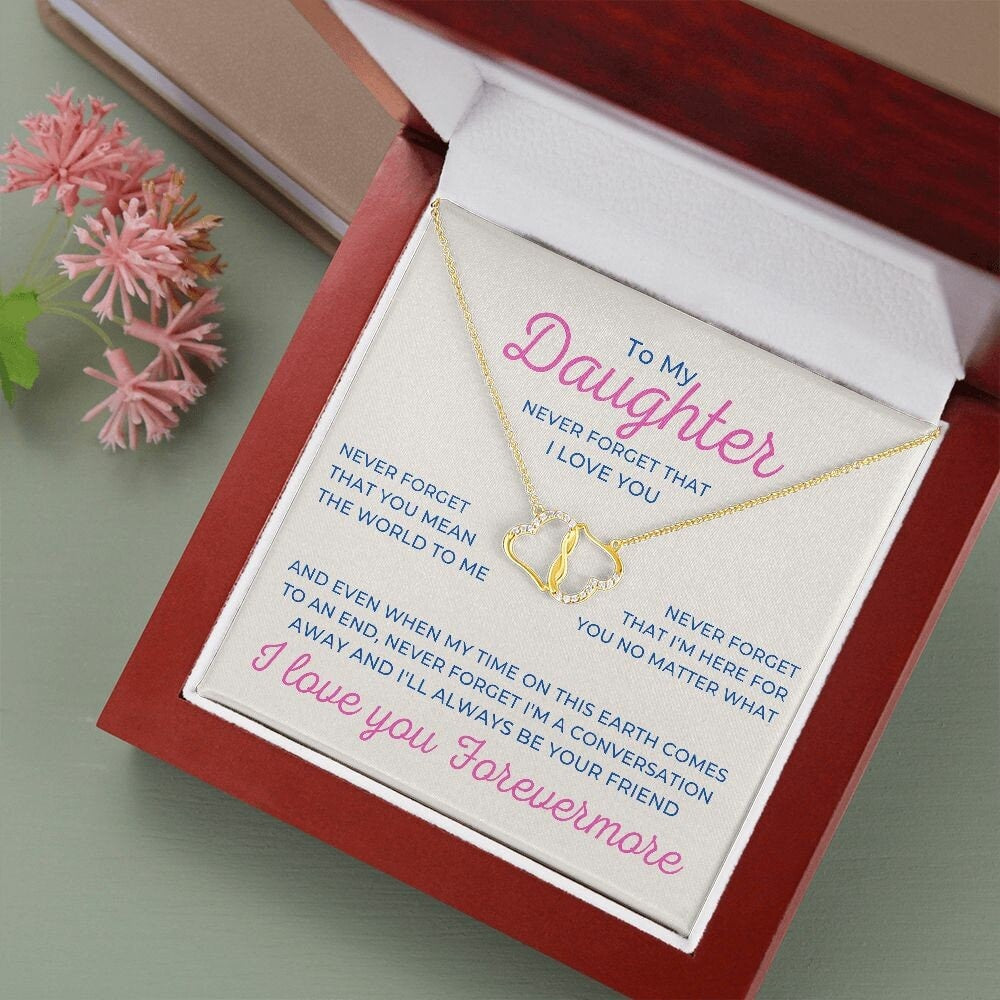 To My Daughter, Everlasting Love Gold and Diamond Necklace for Birthday or Christmas