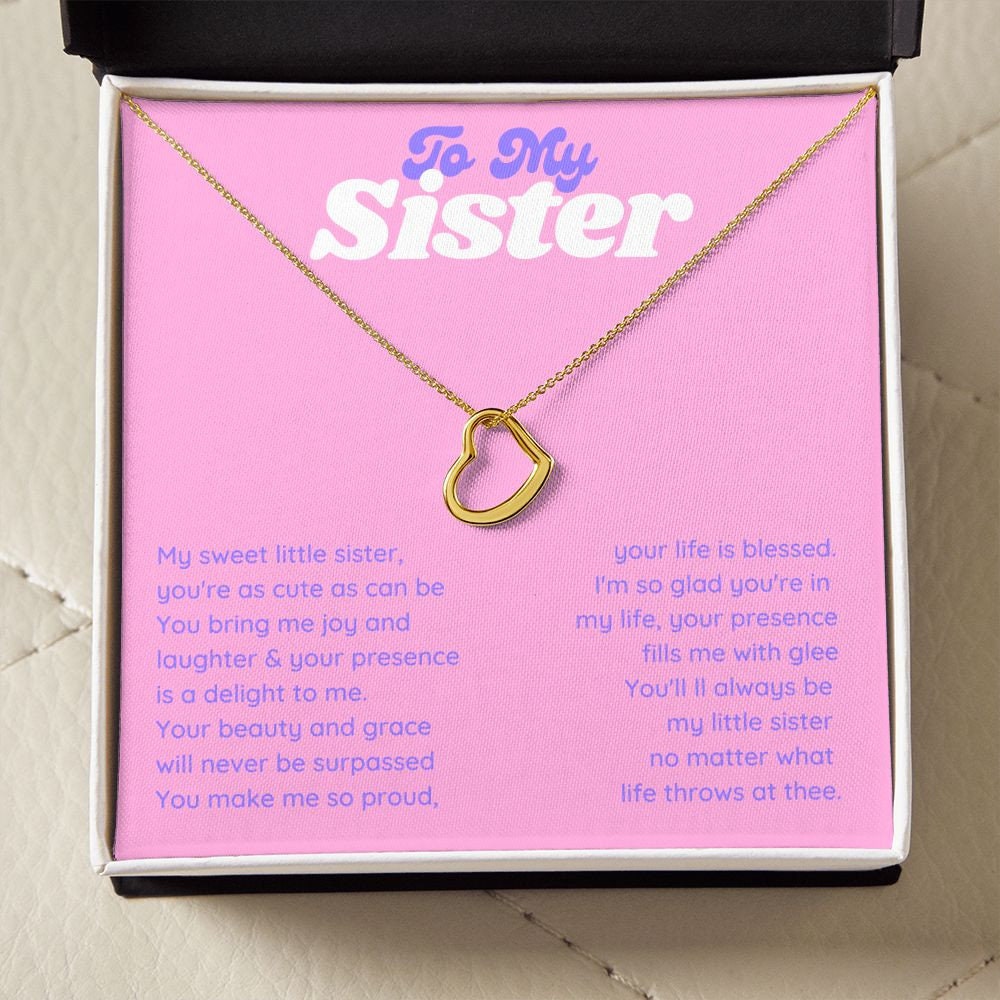 To My Sweet Sister from Sibling, Minimalist Little Gold Heart Necklace Sister Gift