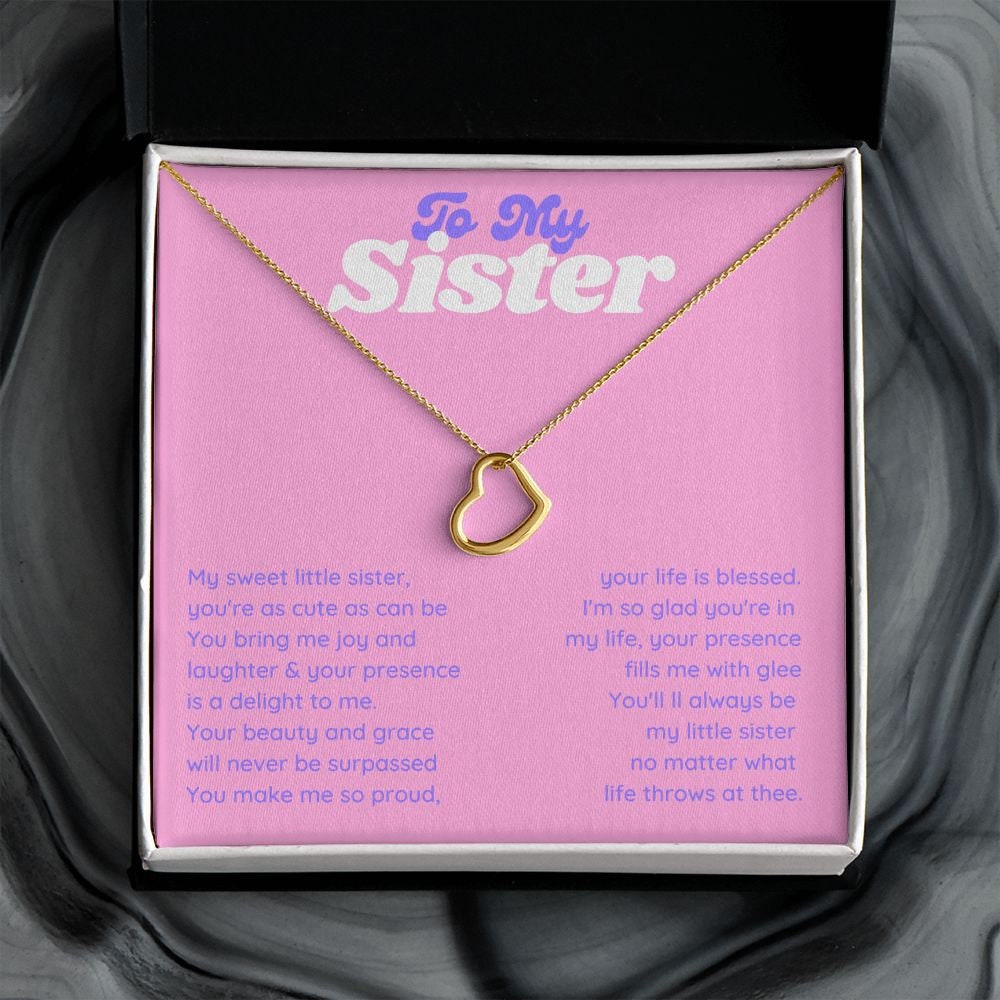 To My Sweet Sister from Sibling, Minimalist Little Gold Heart Necklace Sister Gift