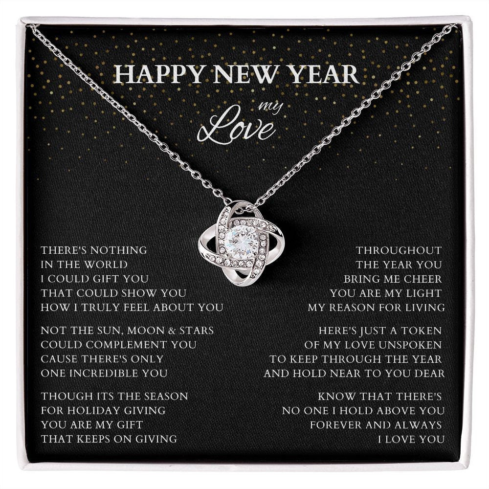 Happy New Year My Love Necklace, Love Gift with Original Poem for Wife or Lover, New Year Gift for Fiance, Wife to Be Holiday Gift